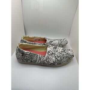 Toms Alpargata Womens Loafers Shoe Sz 5 Slip On Coloring Book Print